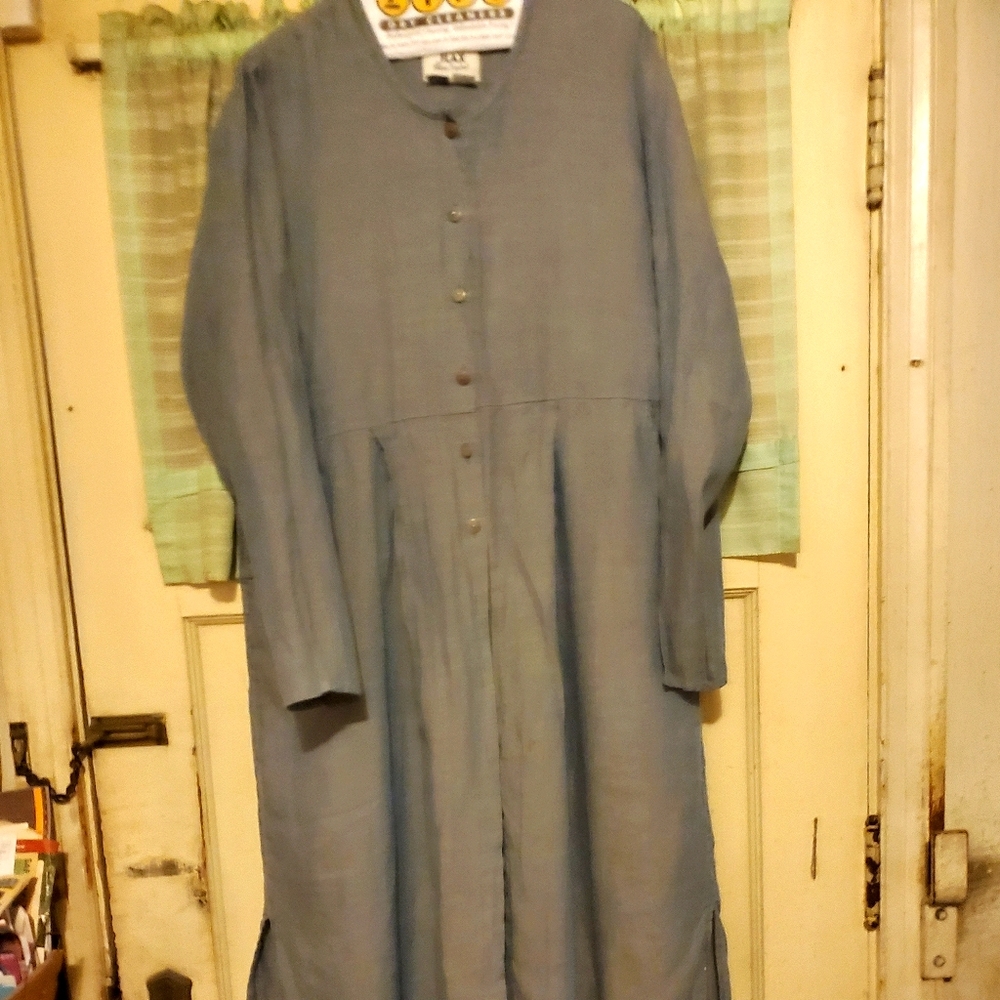 FLAX Linen Blue Corn Cut Up dress M